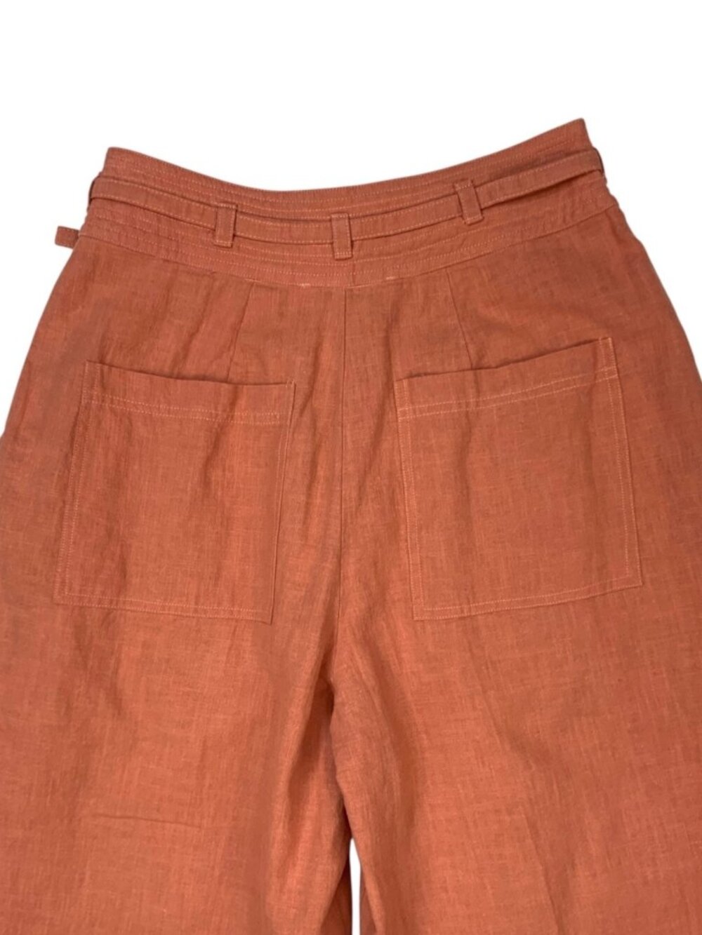 Anthropologie En Saison Jasper Pant XS Coral Wide Leg High Rise Belted - Picture 13 of 16